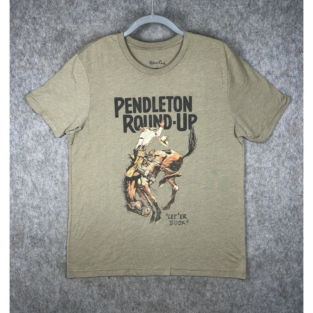 Palmer Cash Pendleton Round-Up Let Er Buck Cowboy Rodeo T-Shirt Mens L Western
